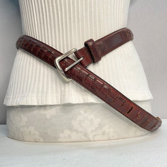 Mens Distressed Belt 40 Waist Brown Oiled And Tanned Cowhide - Picture 2 of 11